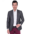 Мъжко сако с лен и памук в меланж на цвят графит Tees-0 снимка