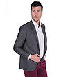 Мъжко сако с лен и памук в меланж на цвят графит Tees-3 снимка