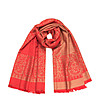 Правоъгълен дамски шал в червено и златисто-0 снимка