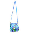 Синя ръчно рисувана кожена чанта с флорални мотиви Zena-2 снимка