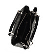 Черна дамска кожена чанта с релеф Vanessa-3 снимка