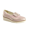 Лачени дамски кожени обувки в розово и златисто Grace-3 снимка