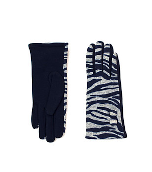 Дамски памучни ръкавици в тъмносиньо и сиво снимка