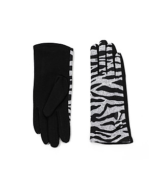 Дамски памучни ръкавици в черно и сиво снимка