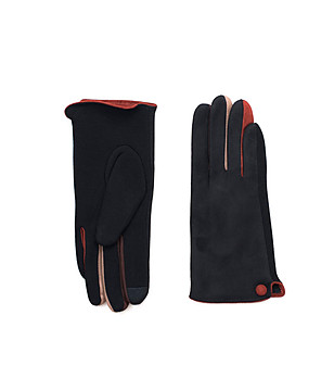 Черни дамски ръкавици с контрастни детайли снимка