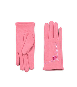 Розови дамски ръкавици с памук снимка