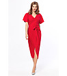 Червена рокля с V-образно деколте-0 снимка
