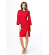 Червена рокля с клоширани 7/8 ръкави Doreen-2 снимка