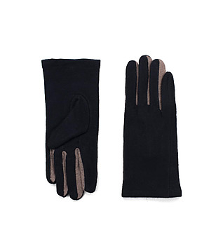 Дамски ръкавици в черно и кафяво с вълна снимка