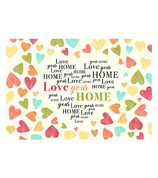 Многоцветна постелка с принт Love your home 52х75 см снимка