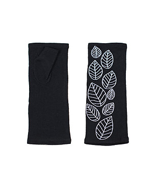 Дамски ръкавици в черно без пръсти с бродерии снимка