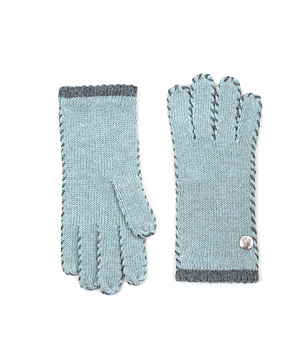 Светлосини дамски ръкавици със сиви шевове снимка