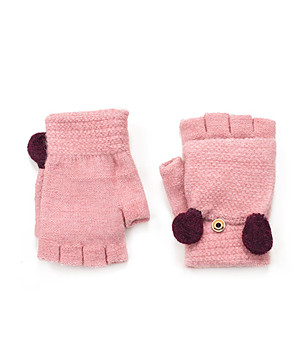 Розови дамски ръкавици без пръсти с капаче снимка