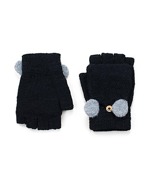 Черни дамски ръкавици без пръсти с капаче снимка