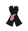 Черни дамски ръкавици с червена бродерия-1 снимка