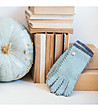 Светлосини дамски ръкавици със сиви шевове-1 снимка