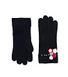 Дамски ръкавици в черно с декорация -0 снимка