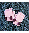 Розови дамски ръкавици без пръсти с капаче-3 снимка