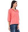 Дамска памучна блуза в цвят корал-3 снимка
