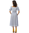 Раирана памучна рокля в бяло и синьо-1 снимка