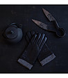 Черни мъжки ръкавици от естествена кожа и вълна-2 снимка
