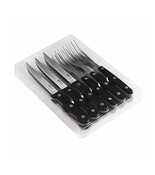Комплект ножове и вилици от 12 части в черно снимка