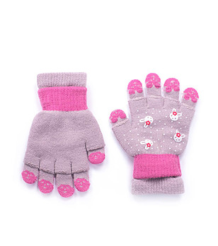 Детски ръкавици в светлолилаво и розово снимка