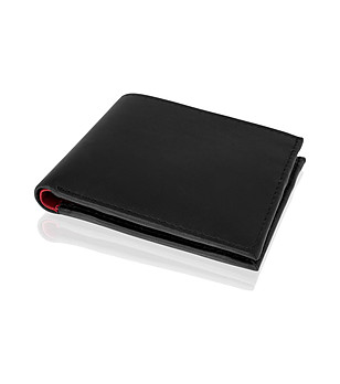 Мъжки кожен портфейл в черно и червено снимка