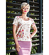 Дамска блуза в цвят екрю с флорален принт-0 снимка