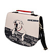 Дамска чанта с капак и принт куче-1 снимка