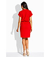 Червена памучна рокля с къс ръкав Nanny-4 снимка