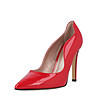 Дамски кожени лачени обувки в червено Pamela-1 снимка