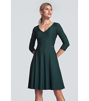 Тъмнозелена разкроена рокля Scarlet снимка