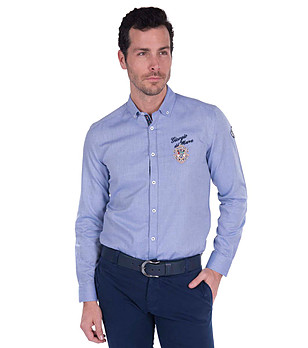 Памучна мъжка риза в синьо Manuel снимка