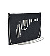 Дамска чанта тип плик в черно, бяло и сребристо Револвер-2 снимка