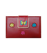 Дамски кожен портфейл в червено и бежово с цветя-0 снимка