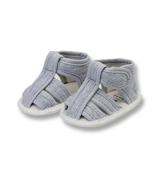 Летни сиви бебешки памучни сандали снимка