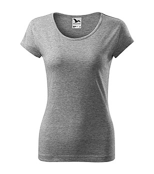 Дамска памучна тениска в тъмносив меланж Ness снимка