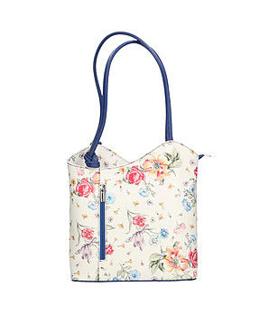 Бяла кожена чанта за рамо на цветя Bluette снимка