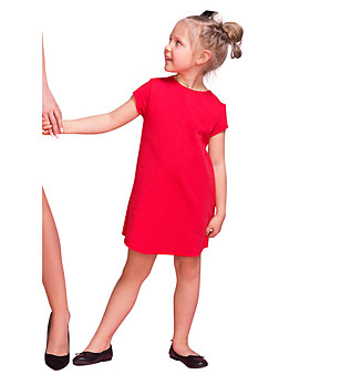 Детска червена рокля с къси ръкави Enrica снимка