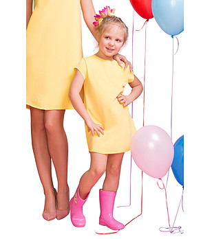 Детска жълта рокля с къси ръкави Avelia снимка