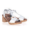 Дамски кожени сандали в бяло и кафяво Simone-1 снимка