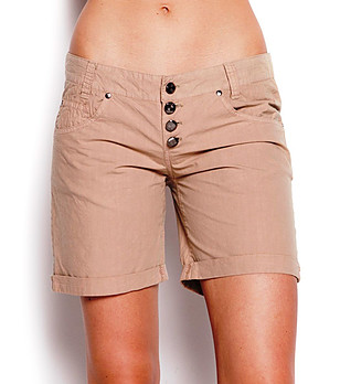 Бежови памучни дамски къси панталони Amanda  снимка