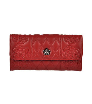 Дамско портмоне от естествена кожа в червено Menton снимка