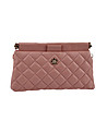 Розова дамска чанта с ромбоидни шевове Lilia-0 снимка