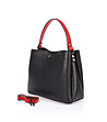 Черна кожена чанта с червени дръжки Daria-0 снимка