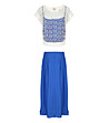 Комплект от пола и блуза в бяло и синьо-0 снимка
