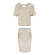 Комплект от мрежести блуза и пола в бежов цвят-0 снимка