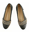Черни дамски кожени обувки със златиста декорация Carlina-1 снимка