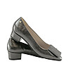 Сиви дамски кожени обувки с лъскав ефект Signora-3 снимка